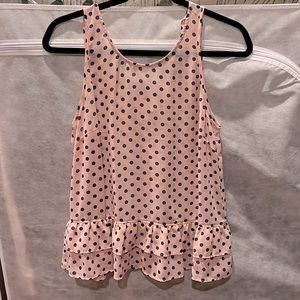 Cute pink and navy polka dot tank top